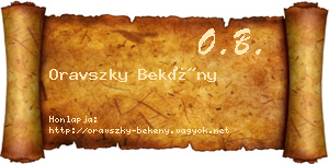 Oravszky Bekény névjegykártya